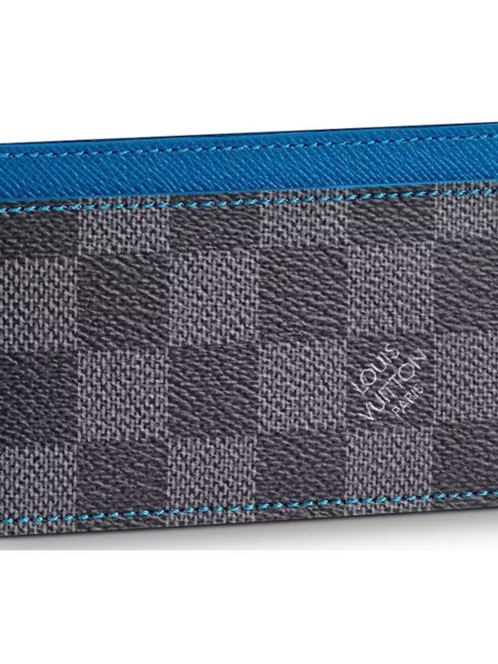 Authentic Louis Vuitton Damier Graphite-Electric Blue Card Holder-Discontinued